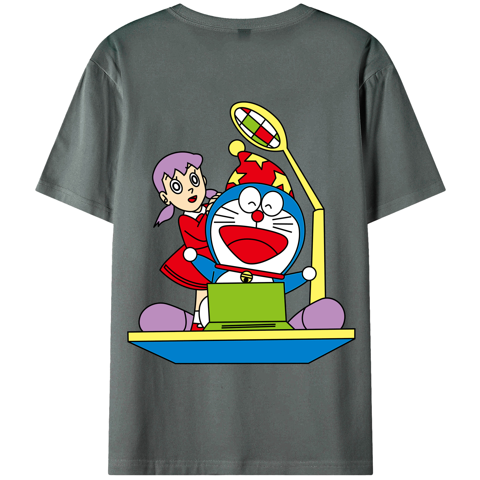 （画像用） ドラえもん みなもと しずか Doraemon Shizuka Minamoto 綿100％ メンズ半袖Tシャツ（バックプリント） 通気性